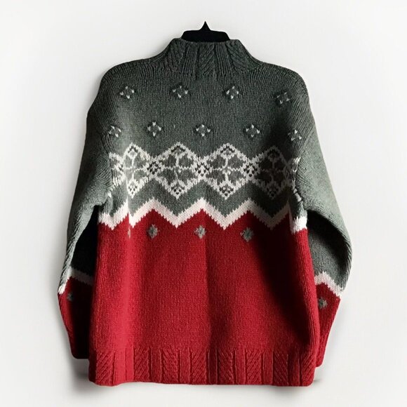Willie Collection Cowichan Wool Sweater Red,‎ Green Size Small - Picture 4 of 7